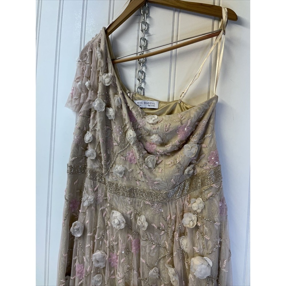 Mac Duggal Women's Floral Embellished One Shoulder A Line Gown Size 18 $998 - Picture 9 of 14